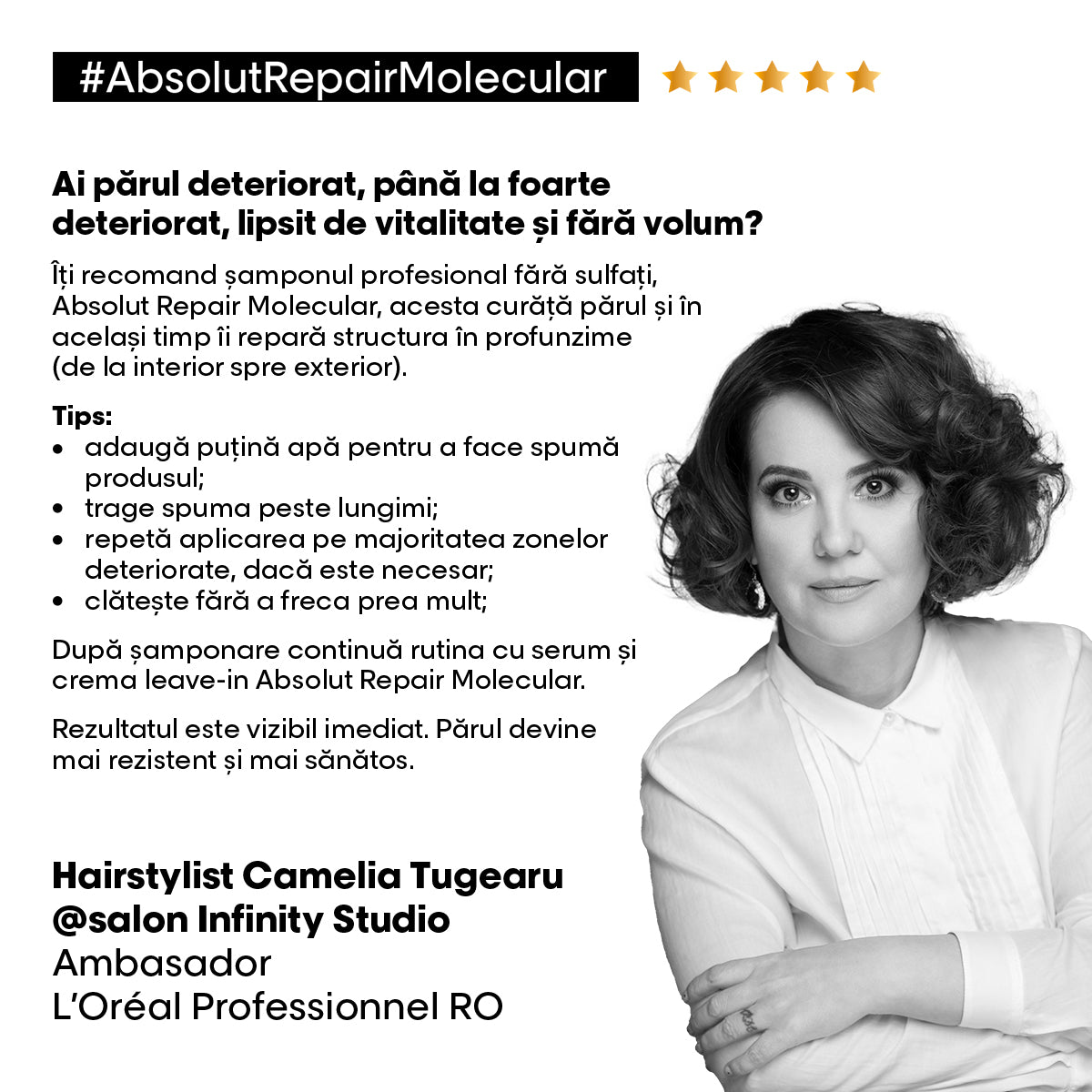 Sampon pentru păr deteriorat — L'Oréal Professionnel Absolut Repair Molecular 300 ml