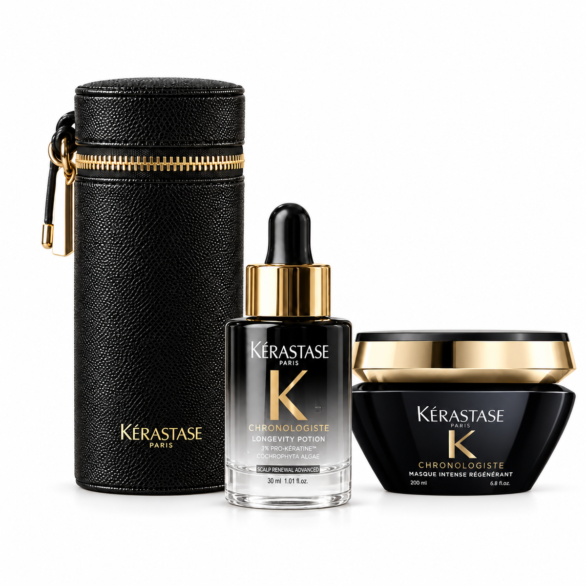 Kérastase Chronologiste – Bundle Longevity Potion 30 ml + Mască 200 ml + Serum Holder cadou