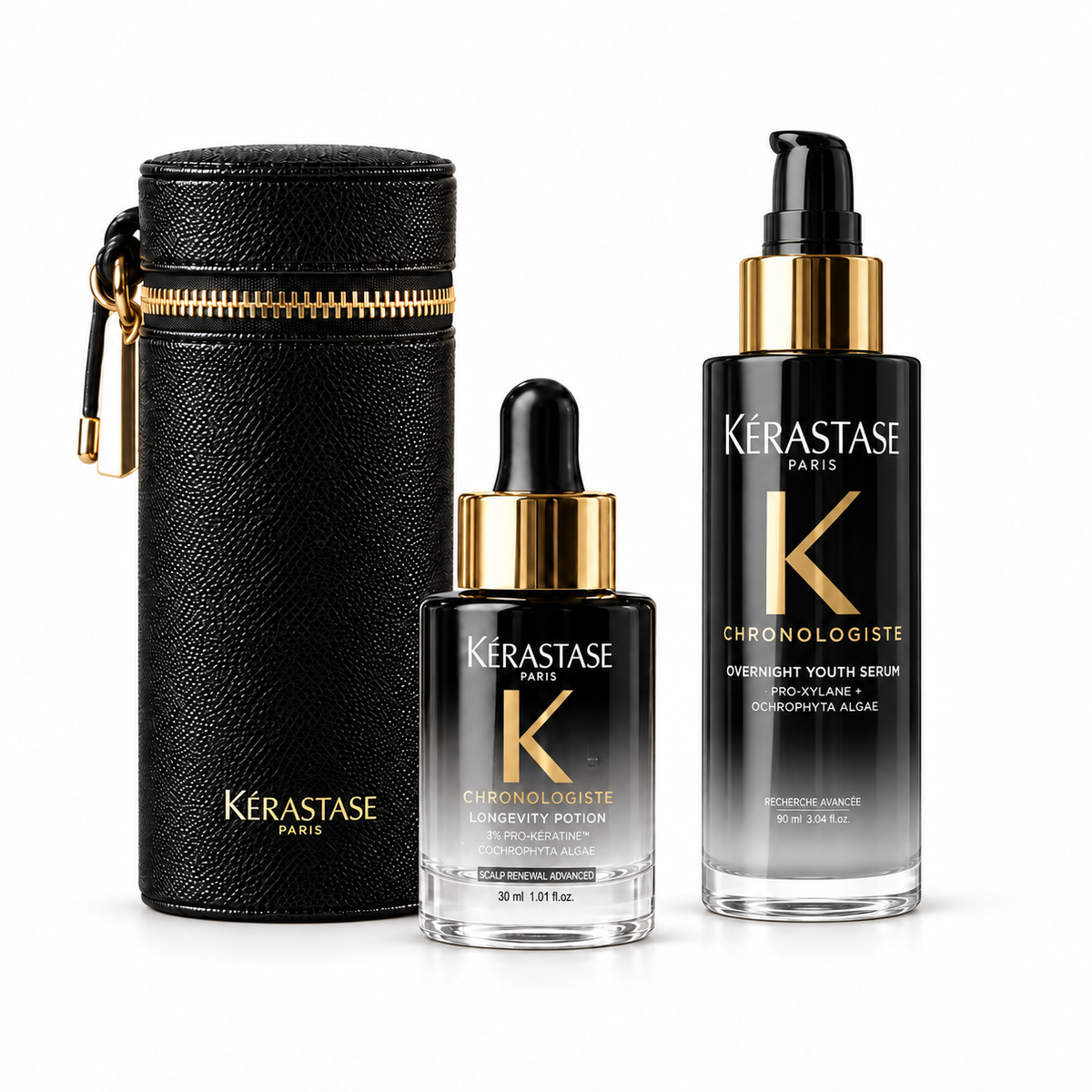 Kérastase Chronologiste – Bundle Longevity Potion 30 ml + Overnight Youth Serum 90 ml + Serum Holder CADOU
