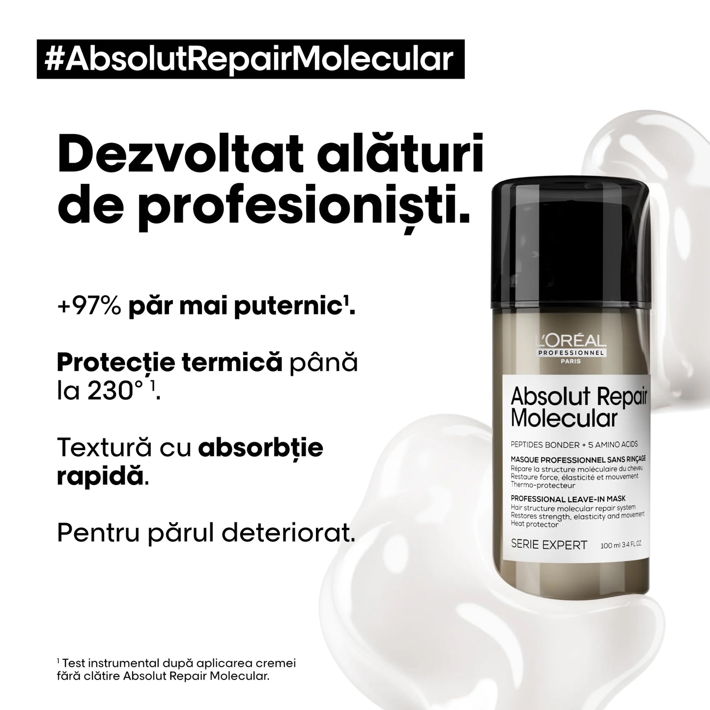 L'Oreal Professionnel Serie Expert Absolut Repair molekuláris, nem kiöblítendő hajpakolás hővédelemmel 100 ml