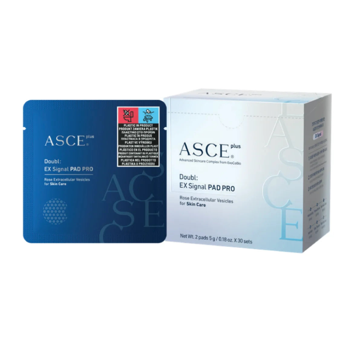 EXOCOBIO ASCE+ Double EX Signal Pad cu Exozomi – Dischete Regeneratoare pentru Exfoliere Delicată și Repararea Barierei Cutanate