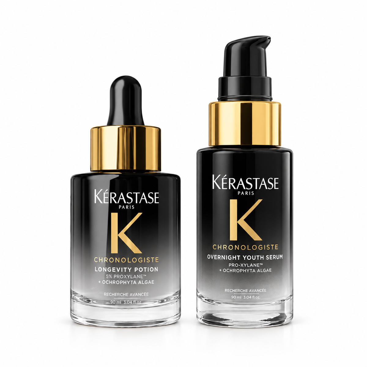 Kérastase Chronologiste duo – Ritual de regenerare de la rădăcină la vârfuri | Longevity Potion 30ml + Overnight Youth Serum 30ml