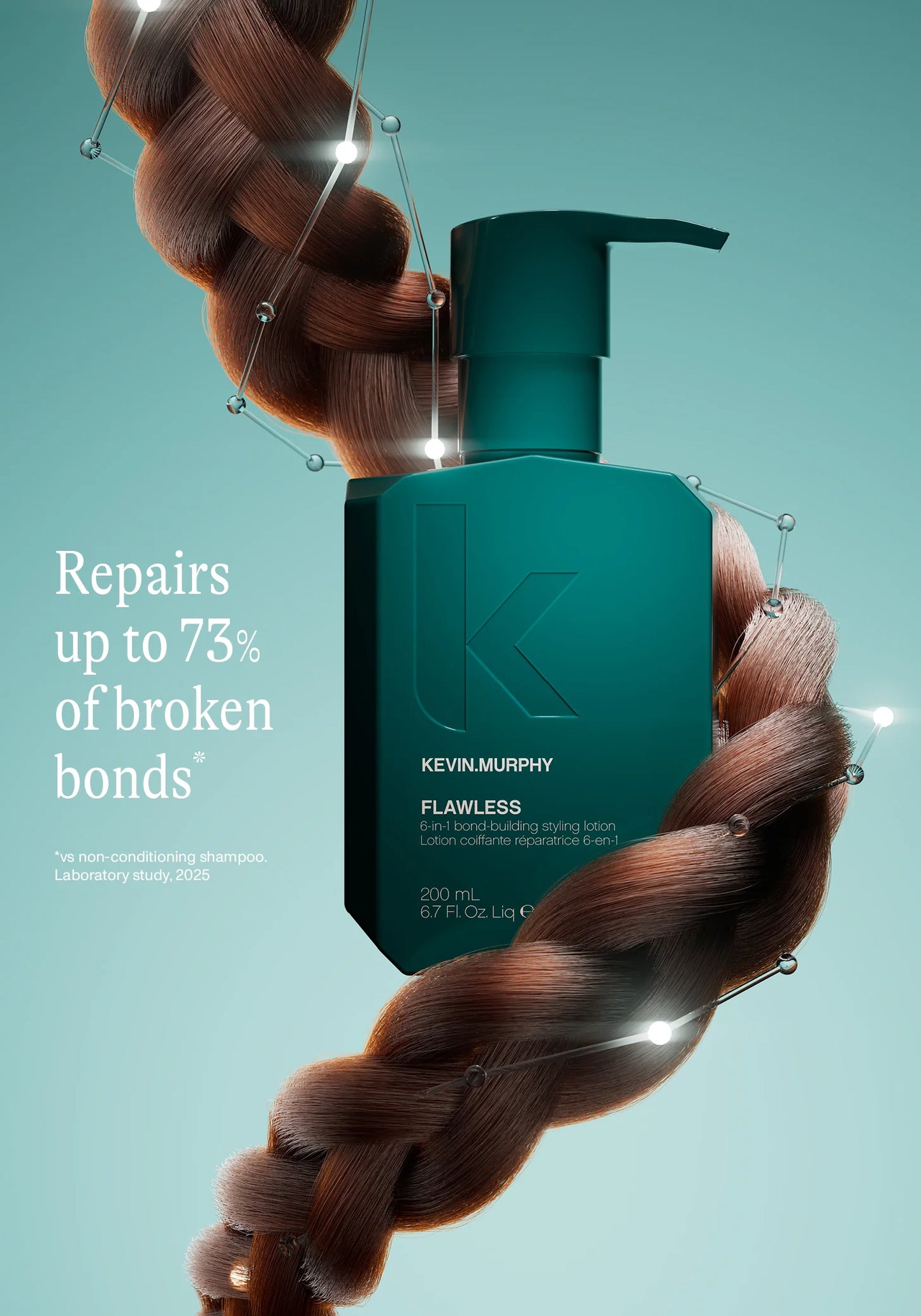 Set KEVIN.MURPHY FLAWLESS – Loțiune reparatoare și de styling 6 în 1, 200 ml + perie pentru descurcare