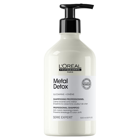 L'Oréal Professionnel Serie Expert Metal Detox sampon a haj töredezése ellen és a szín megőrzésére, minden szőkített, festett vagy balayage hajtípusra, SZULFÁTMENTES, 500 ml