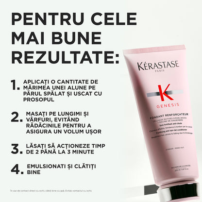 Erősítő balzsam gyenge hajra - Kérastase Genesis Fondant Renforçateur - Erősíti és védi a hajhullásra hajlamos hajat - 200ml