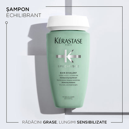 Kiegyensúlyozó sampon zsíros hajtövekre és érzékenyített hajhosszra – Kérastase Spécifique Bain Divalent 250ml