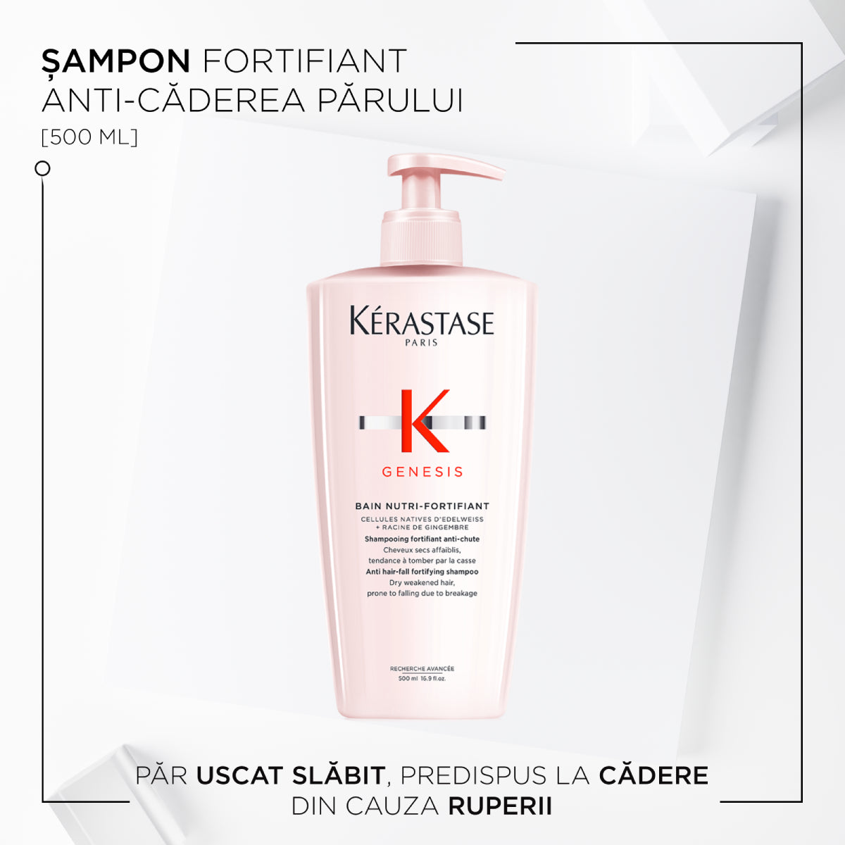 Kérastase Genesis Bain Nutri Fortifiant Riche erősítő sampon száraz, gyenge, hajhullásra hajlamos hajra 500 ml
