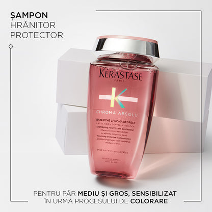 Kérastase Chroma Absolu Bain Riche Chroma Respect védő, tápláló sampon festett, normál és vastag hajra, 250 ml