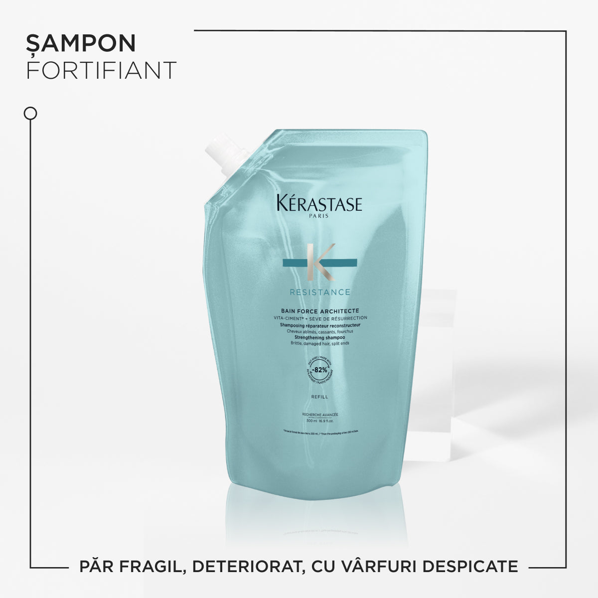Kérastase Résistance Bain Force Architecte sampon gyenge és sérült hajra – utántöltő 500 ml