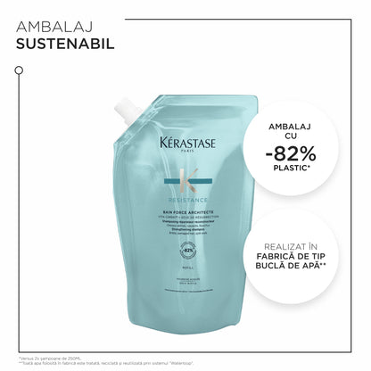 Kérastase Résistance Bain Force Architecte sampon gyenge és sérült hajra – utántöltő 500 ml