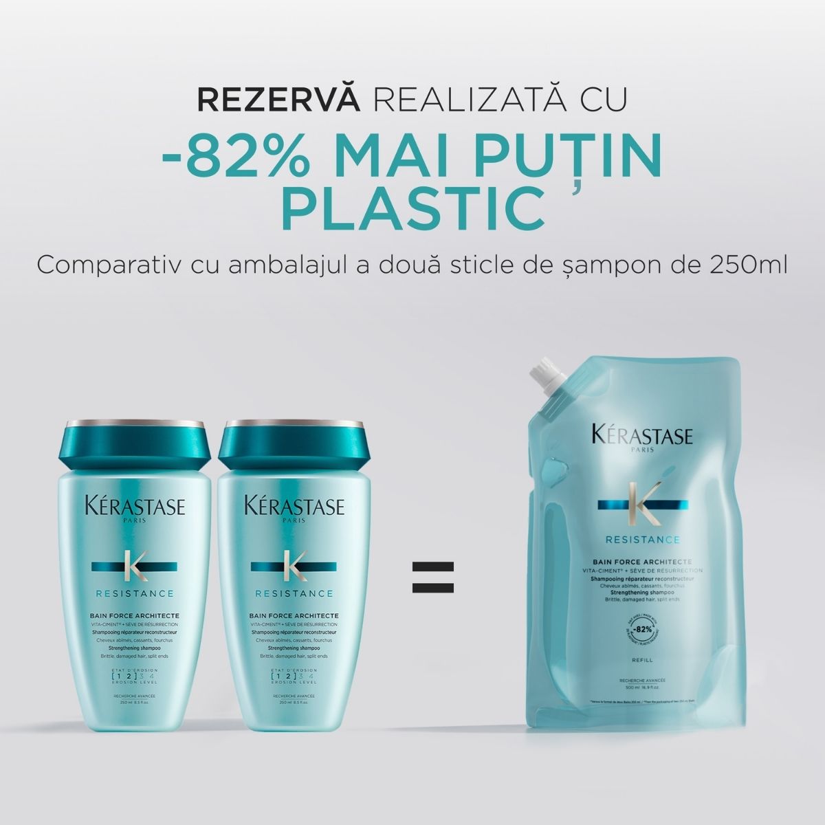 Kérastase Résistance Bain Force Architecte sampon gyenge és sérült hajra – utántöltő 500 ml
