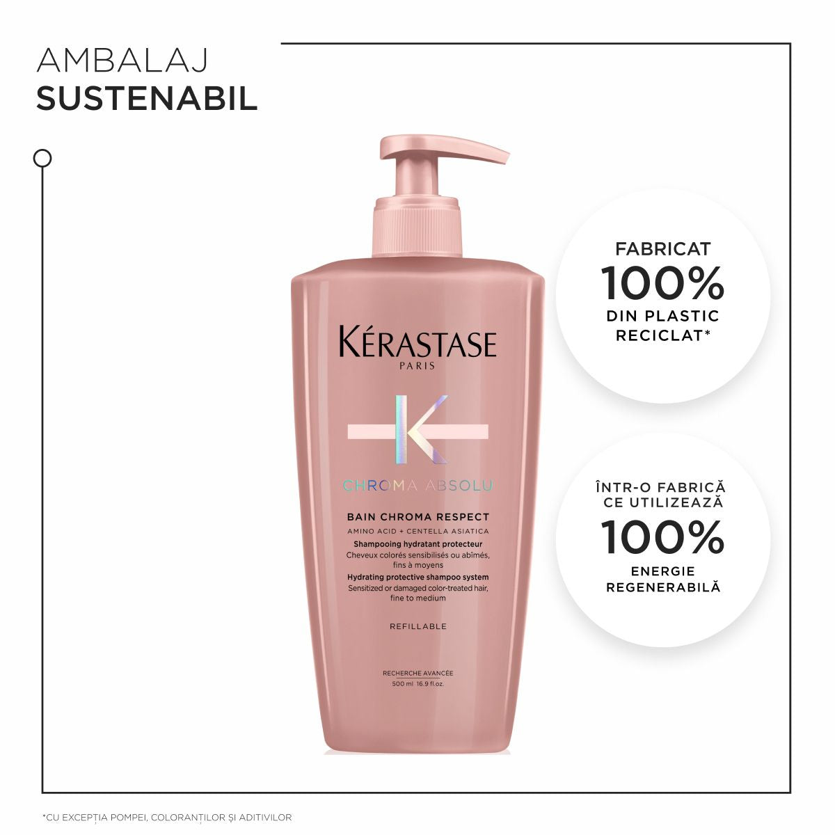 Kérastase Chroma Absolu Bain Chroma Respect Utántölthető sampon finom és normál festett hajra 500ml