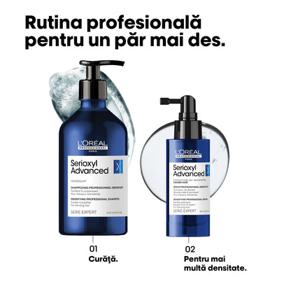 Tisztító sampon a nagyobb dús hajért, vékonyszálú hajra L'Oréal Professionnel Serie Expert Serioxyl Advanced, magnéziummal, szilikon és alkohol nélkül, 500ml 
