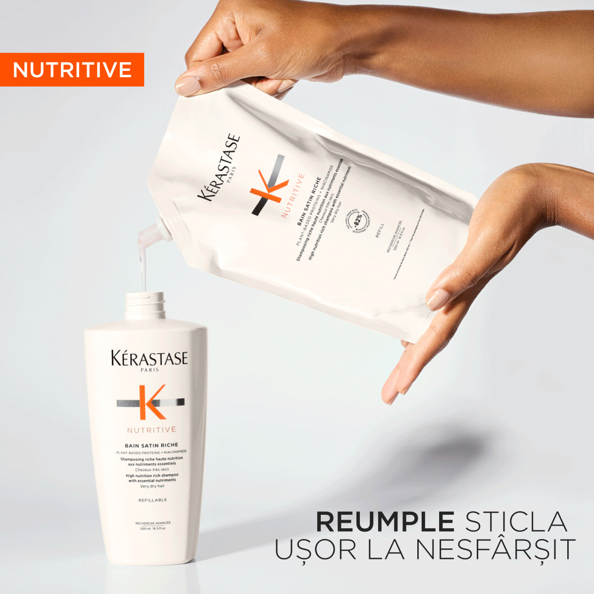 Kérastase Nutritive Bain Satin Riche utántölthető, intenzív tápláló sampon nagyon száraz hajra 500ml + utántöltő 500ml