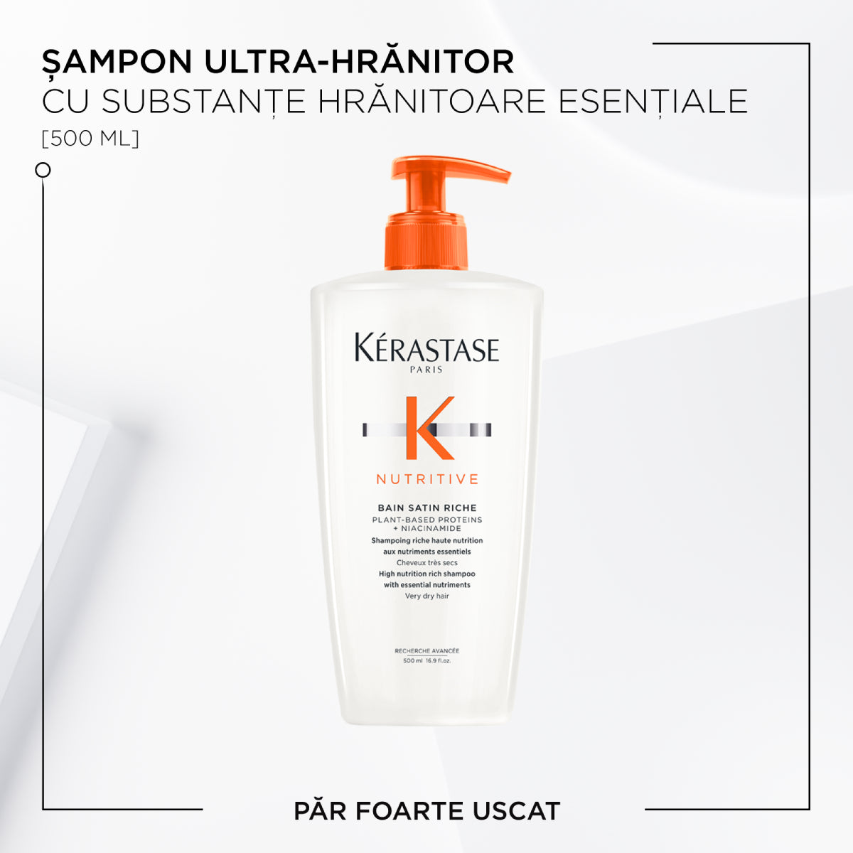 Kérastase Nutritive Bain Satin Riche utántölthető intenzív tápláló sampon nagyon száraz hajra, 500 ml