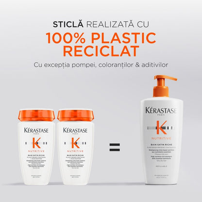 Kérastase Nutritive Bain Satin Riche utántölthető intenzív tápláló sampon nagyon száraz hajra, 500 ml