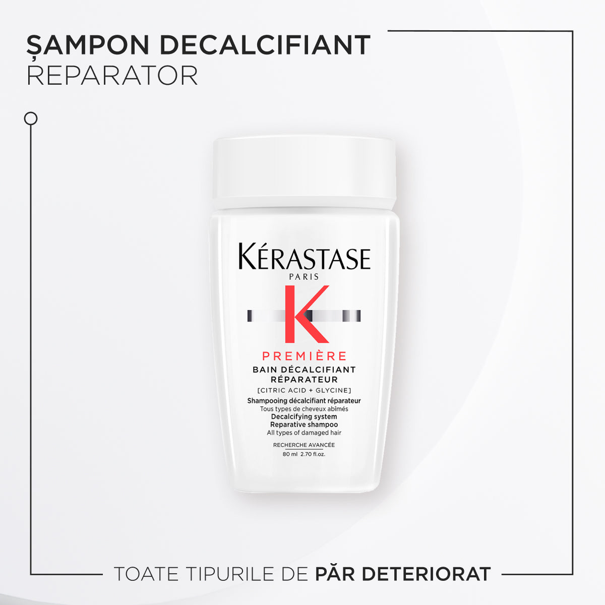 Helyreállító vízkőoldó sampon sérült hajra – Kérastase Première Bain Décalcifiant Réparateur 80 ml