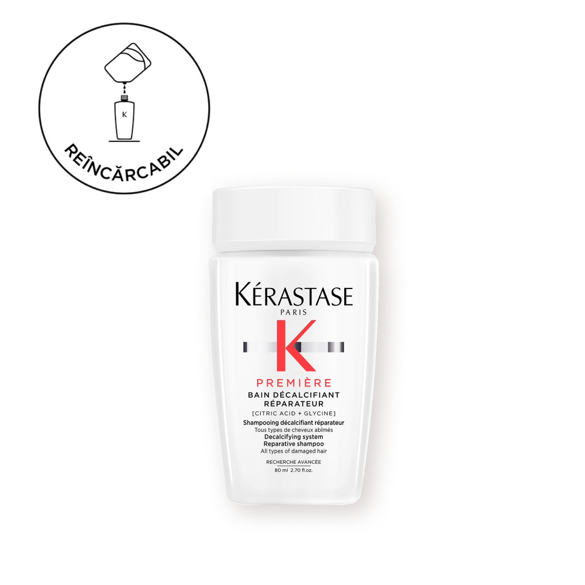 Helyreállító vízkőoldó sampon sérült hajra – Kérastase Première Bain Décalcifiant Réparateur 80 ml