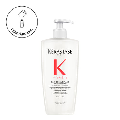 Kérastase Première Bain Décalcifiant Réparateur 500ml – Kalciumlerakódást eltávolító, újratölthető regeneráló sampon károsodott hajra