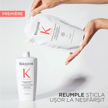Kérastase Première Bain Décalcifiant Réparateur 500ml – Kalciumlerakódást eltávolító, újratölthető regeneráló sampon károsodott hajra