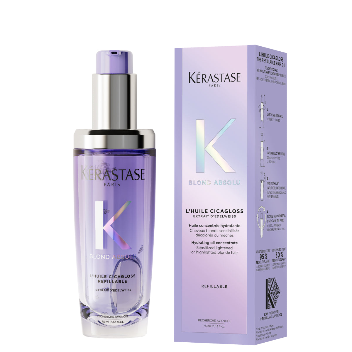 Kérastase Blond Absolu L'Huile Cicagloss 75ml – Hajregeneráló olaj szőke hajra, újratölthető
