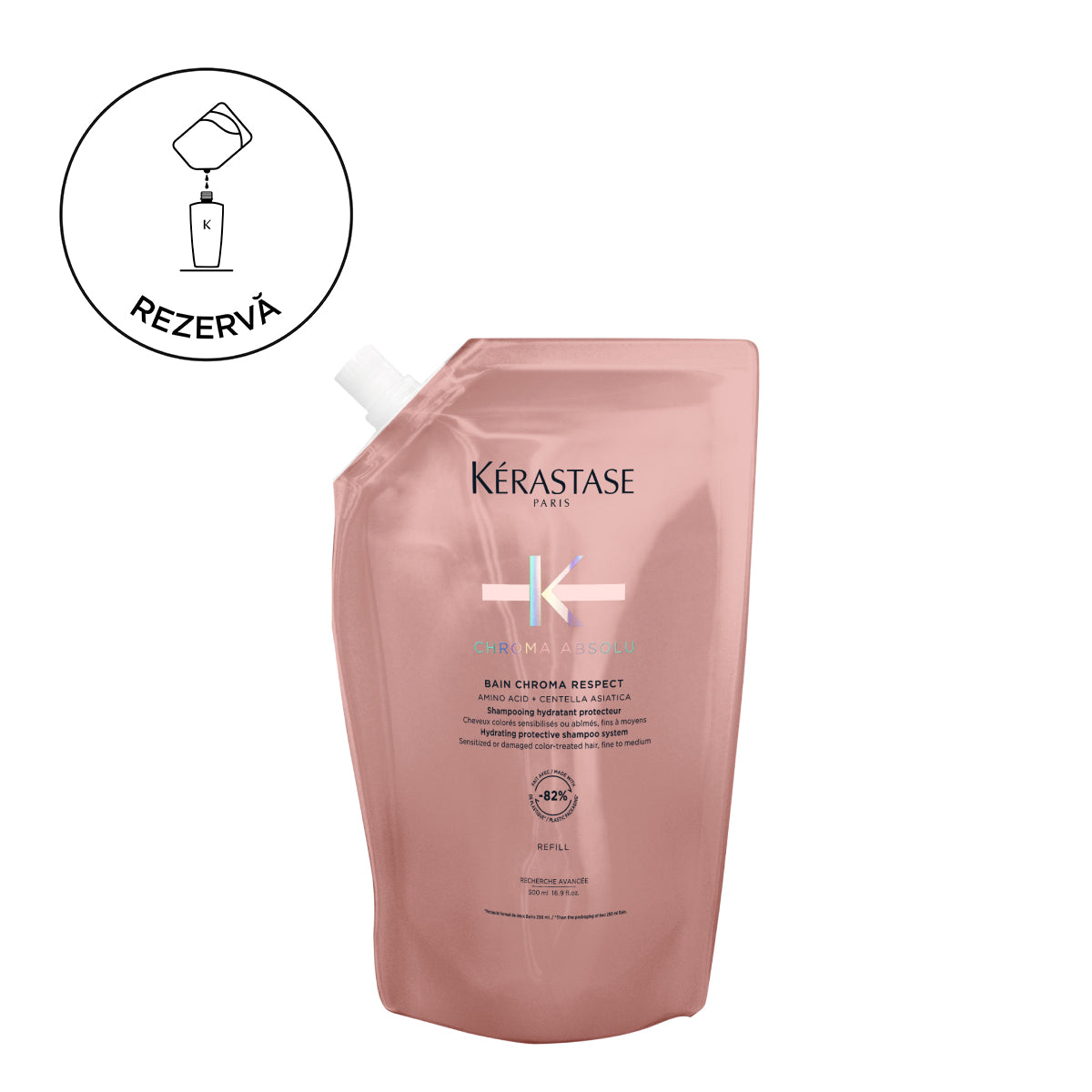 Hidratáló sampon utántöltő minden festett hajtípusra - Kerastase Chroma Absolu Bain Chroma Respect, 500ml