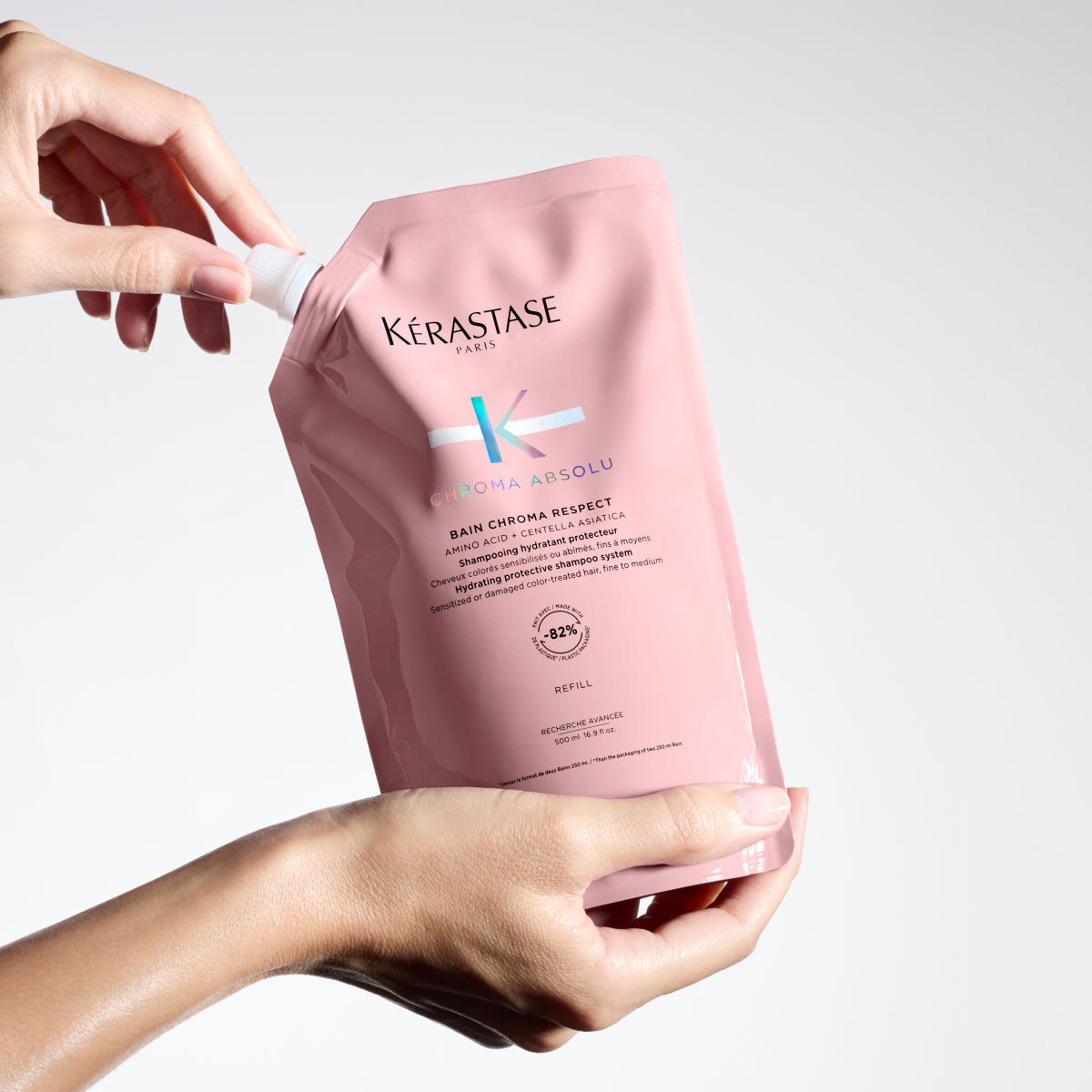 Hidratáló sampon utántöltő minden festett hajtípusra - Kerastase Chroma Absolu Bain Chroma Respect, 500ml