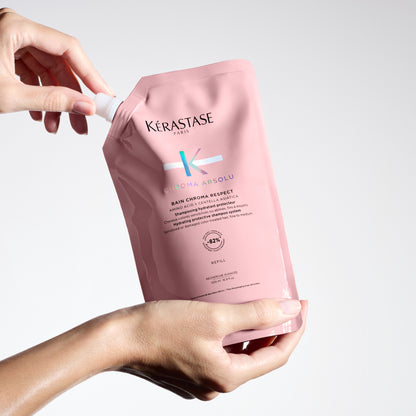 Hidratáló sampon utántöltő minden festett hajtípusra - Kerastase Chroma Absolu Bain Chroma Respect, 500ml