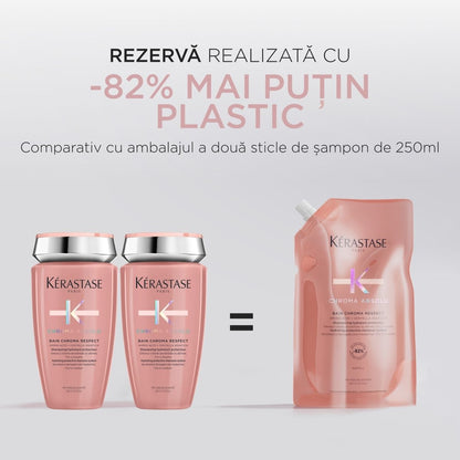 Hidratáló sampon utántöltő minden festett hajtípusra - Kerastase Chroma Absolu Bain Chroma Respect, 500ml