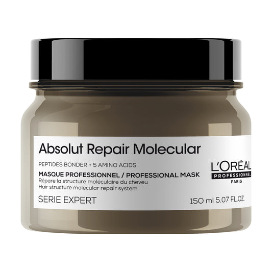 L'Oreal Professionnel Serie Expert Absolut Repair Molekuláris koncentrált maszk sérült hajra, peptidkötésekkel és 5 aminosavval formulázva, simaságot, fényt, selymes és hidratált hajat biztosít, 150 ml
