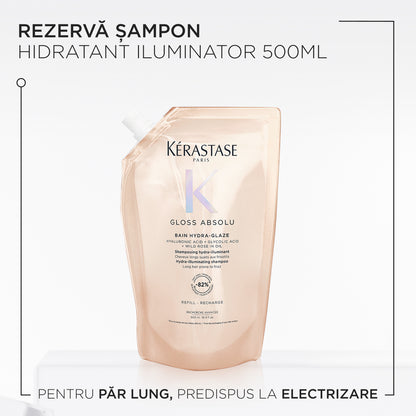 Kérastase Gloss Absolu Bain Hydra-Glaze Hidratáló sampon a hosszú, töredezésre hajlamos hajra, 500 ml