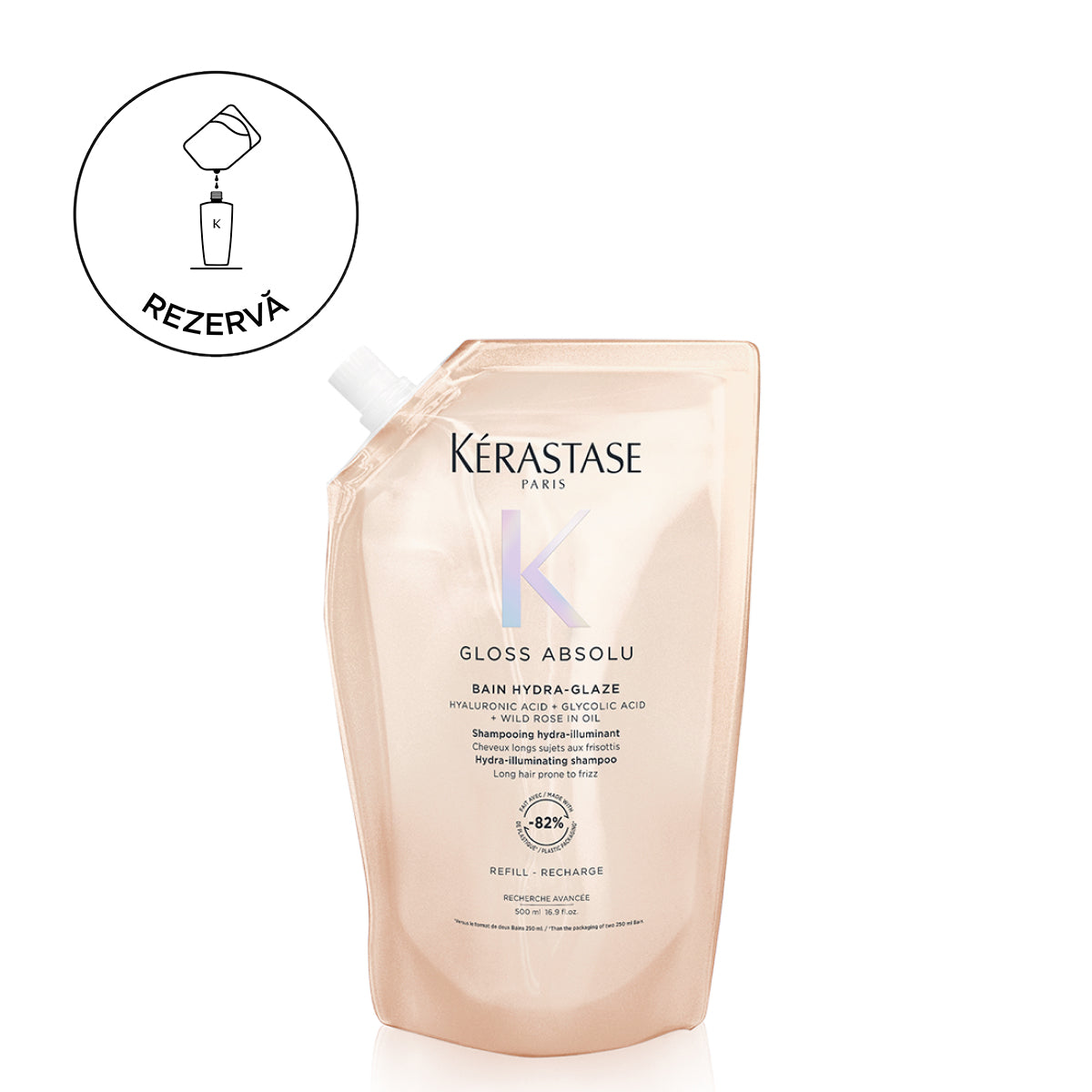 Kérastase Gloss Absolu Bain Hydra-Glaze Hidratáló sampon a hosszú, töredezésre hajlamos hajra, 500 ml