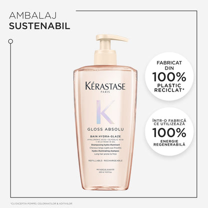 Kerastase Gloss Absolu Bain Hydra-Glaze utántölthető sampon, antisztatikus hatással, 500ml
