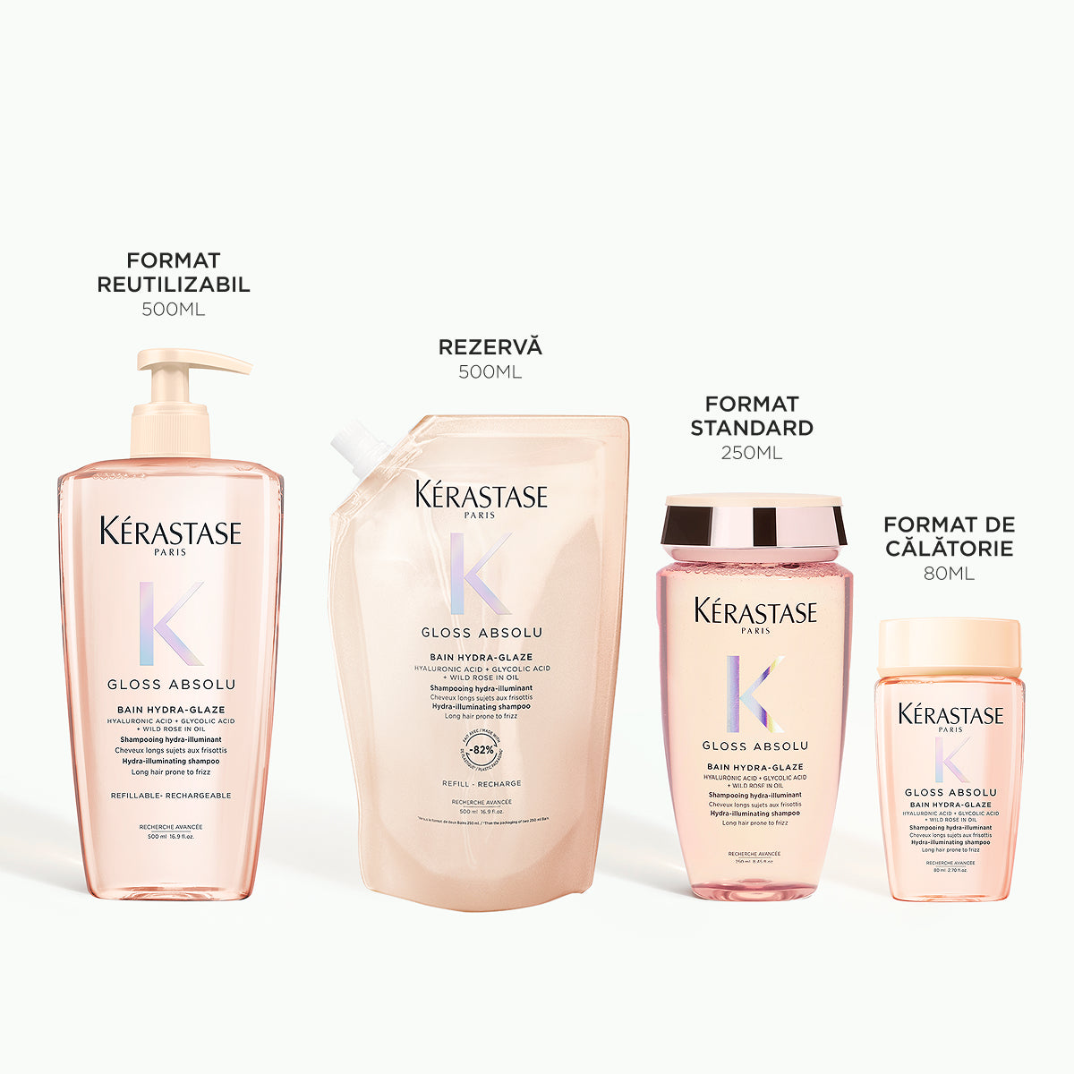 Kérastase Gloss Absolu Bain Hydra-Glaze Hidratáló, szöszösödésgátló sampon hosszú hajra, 80ml