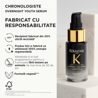 Éjszakai öregedésgátló szérum érett és gyenge hajra – Kérastase Chronologiste Overnight Youth Serum 30ml