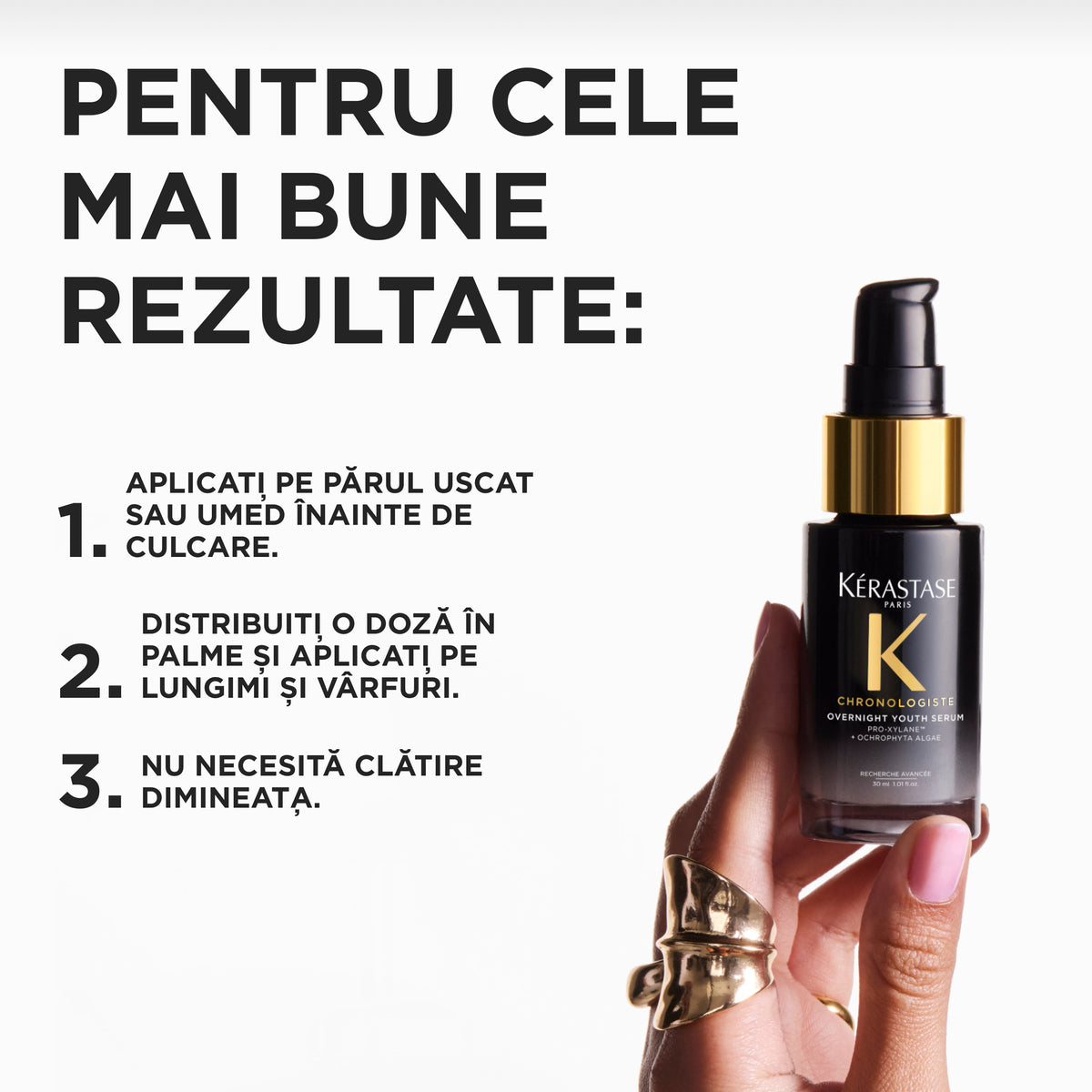 Éjszakai öregedésgátló szérum érett és gyenge hajra – Kérastase Chronologiste Overnight Youth Serum 30ml