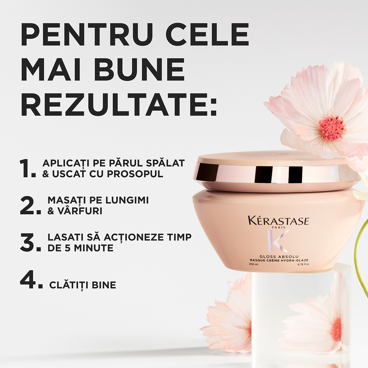 Krémes maszk vastag, elektrosztatikus hajra — Kérastase Gloss Absolu Masque Crème Hydra-Glaze 200ml