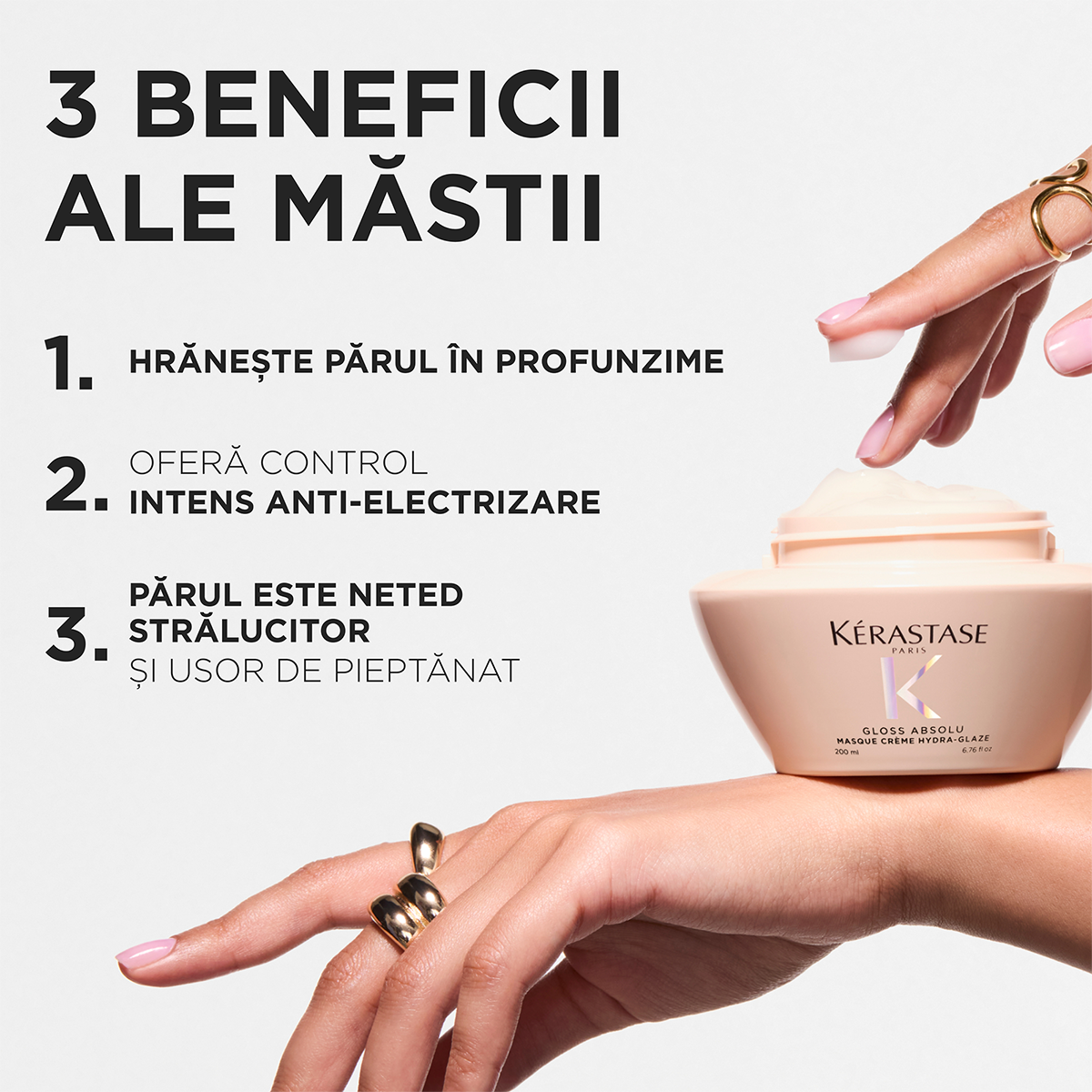 Krémes maszk vastag, elektrosztatikus hajra — Kérastase Gloss Absolu Masque Crème Hydra-Glaze 200ml
