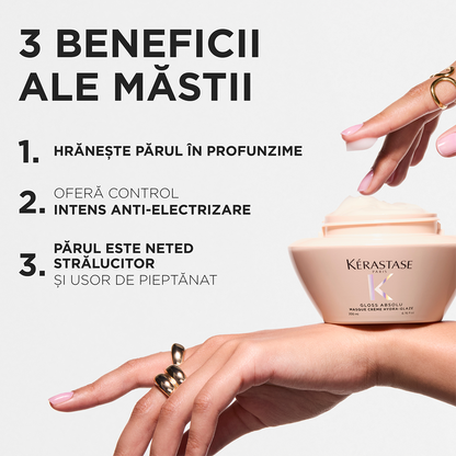 Krémes maszk vastag, elektrosztatikus hajra — Kérastase Gloss Absolu Masque Crème Hydra-Glaze 200ml