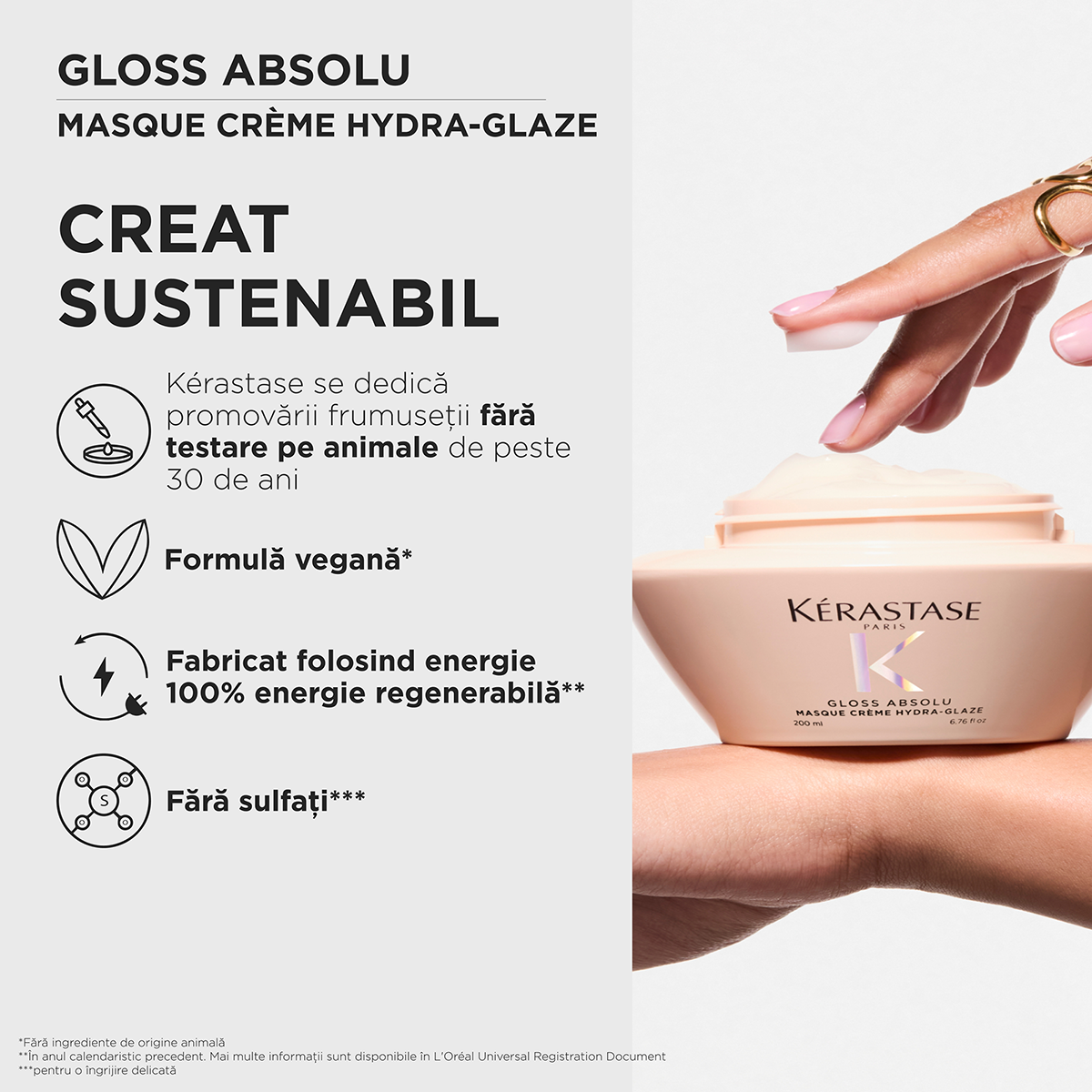 Krémes maszk vastag, elektrosztatikus hajra — Kérastase Gloss Absolu Masque Crème Hydra-Glaze 200ml