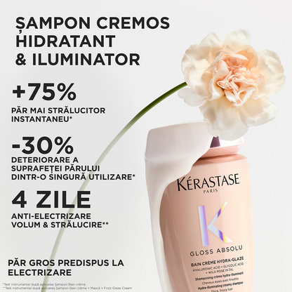 Krémes, szöszösödést gátló sampon vastag hajra — Kérastase Gloss Absolu Bain Crème Hydra-Glaze 250ml