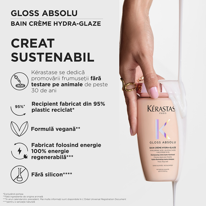 Krémes, szöszösödést gátló sampon vastag hajra — Kérastase Gloss Absolu Bain Crème Hydra-Glaze 250ml