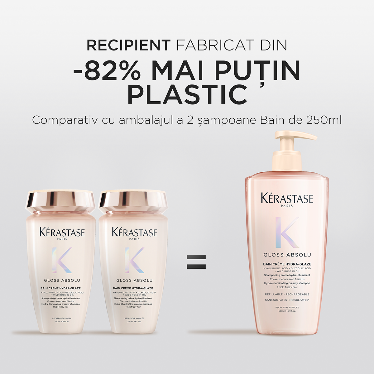 Kérastase Gloss Absolu Bain Crème Hydra-Glaze 500ml – Újratölthető krém állagú, szöszösödésgátló sampon vastag hajra