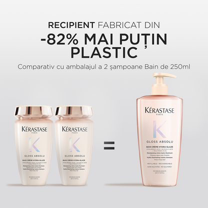 Kérastase Gloss Absolu Bain Crème Hydra-Glaze 500ml – Újratölthető krém állagú, szöszösödésgátló sampon vastag hajra