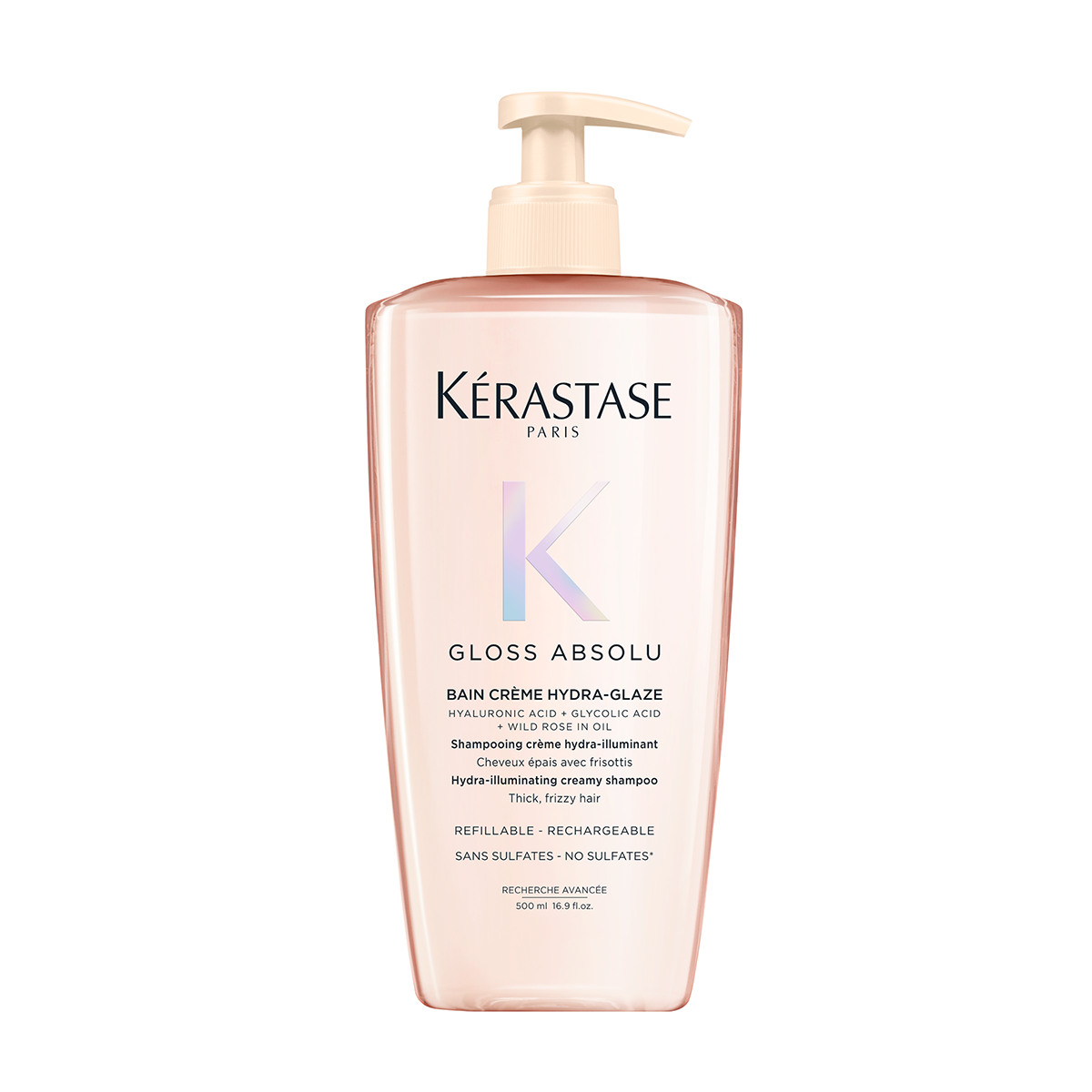Kérastase Gloss Absolu Bain Crème Hydra-Glaze 500ml – Újratölthető krém állagú, szöszösödésgátló sampon vastag hajra