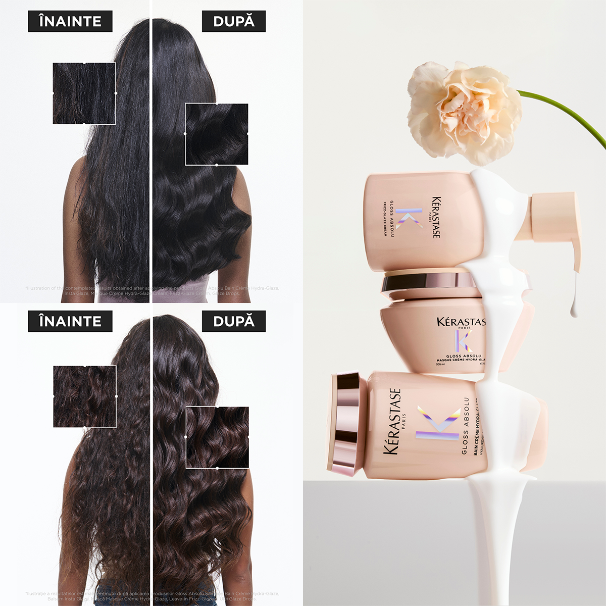 Krémes sampon vastag, rakoncátlan hajra – Kérastase Gloss Absolu Bain Crème Hydra-Glaze 500ml utántöltő