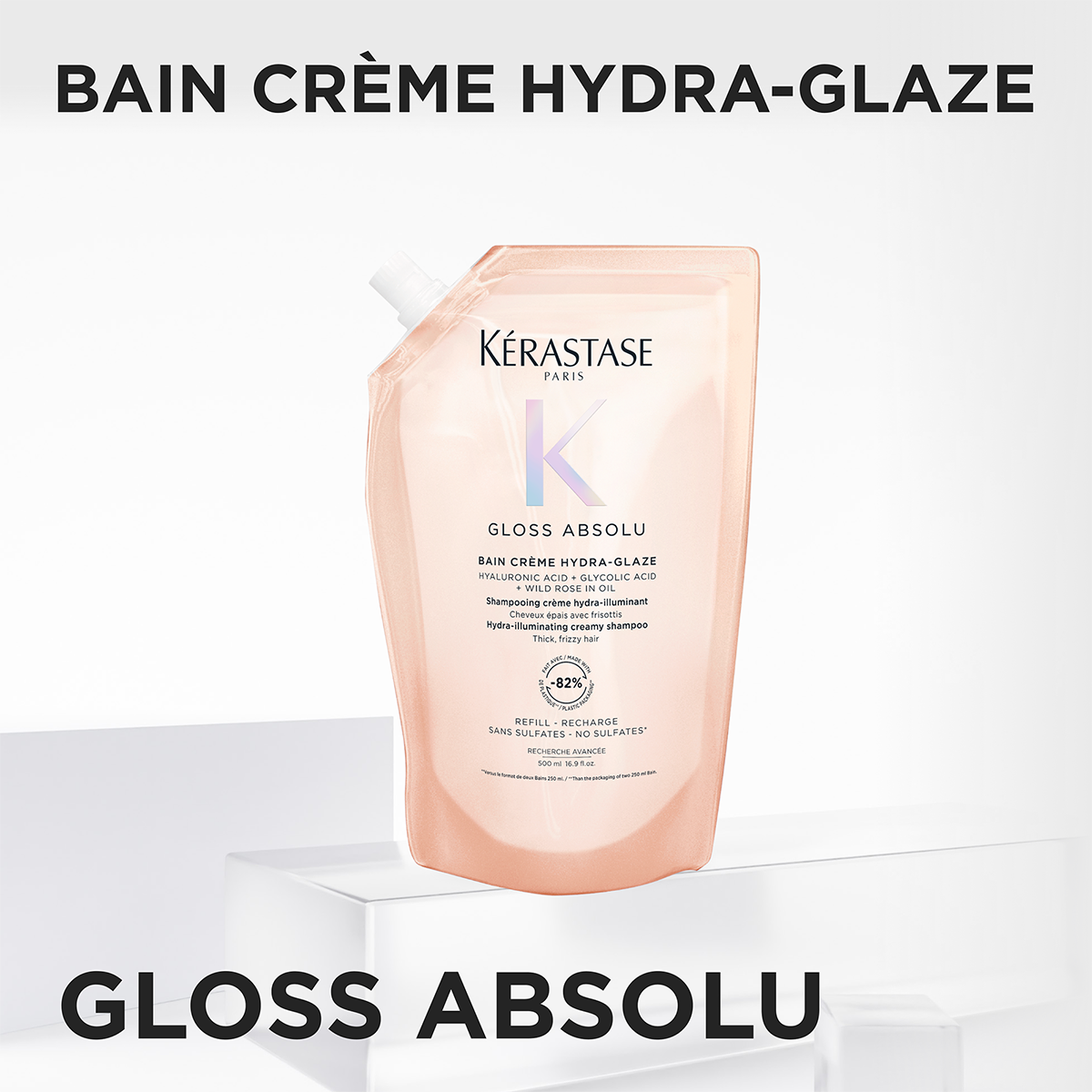 Krémes sampon vastag, rakoncátlan hajra – Kérastase Gloss Absolu Bain Crème Hydra-Glaze 500ml utántöltő