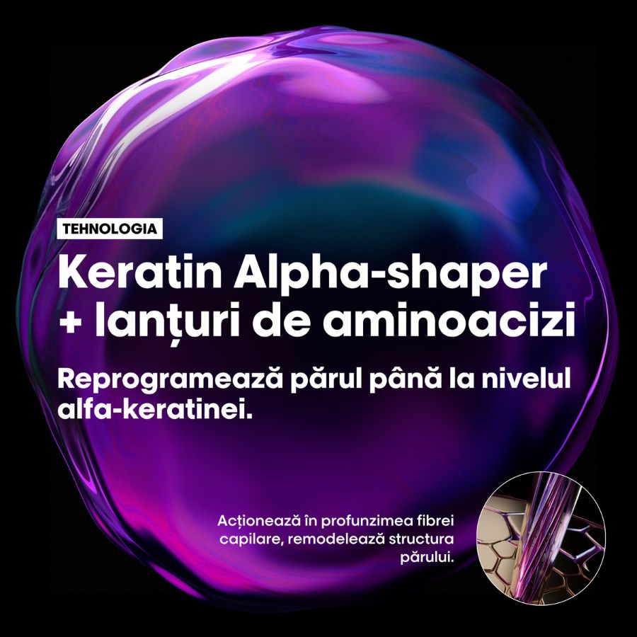 Serum Disciplinant Anti-Frizz L'Oréal Professionnel Serie Expert Keratin Alpha Sleek pentru Păr Rebel și Electrizat – 50ml