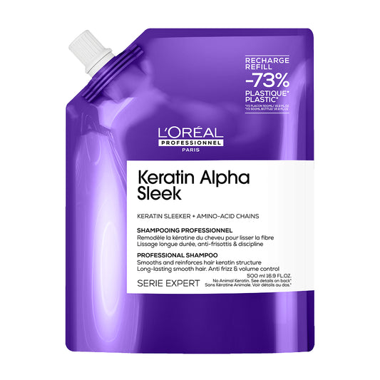 L'Oréal Professionnel Keratin Alpha Sleek Professzionális Sampon – Göndörödés elleni védelem, kisimítás és fegyelmezés rakoncátlan hajra, 500ml