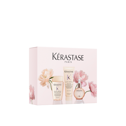 Tavaszi szett hosszú, göndörödésre hajlamos hajra – Kérastase Gloss Absolu Bain + Fondant + Glaze Drops 80+75+45 ml